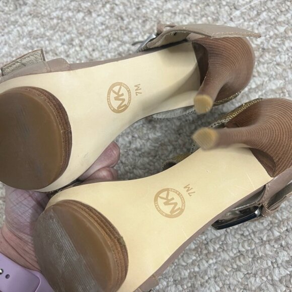 Michael Kors Faith Sandal Heels taupe/gold size 7 - Picture 8 of 13